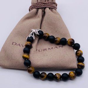 David Yurman Tiger Eye & Black Onyx Bead Bracelet